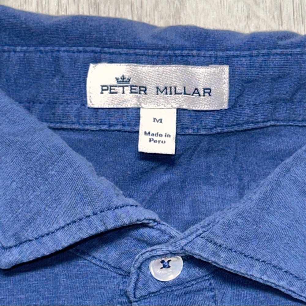 Peter Millar Deep Blue Collared 3-Button Down Lig… - image 4